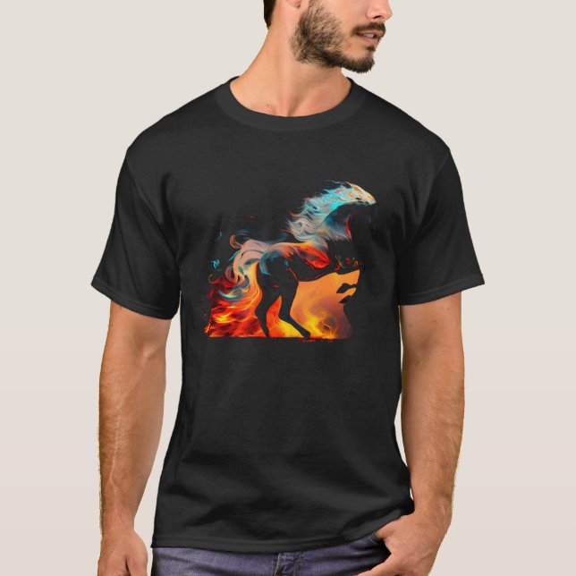 Equestrian Horse  Fire Cowgirl Western Rodeo T-Shirt (Vorderseite)