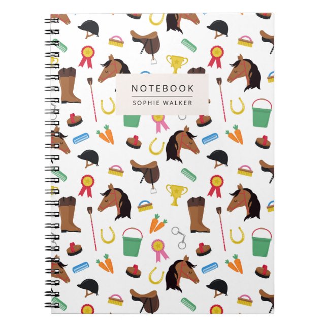 Equestrian Horse Pattern Notebook Notizblock (Vorderseite)