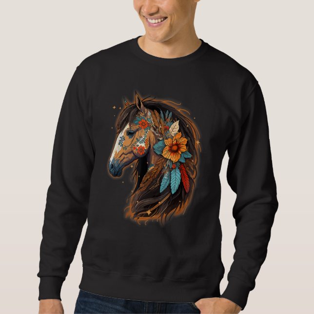 Equestrian Horse Portrait Western CowGirl Horsebac Sweatshirt (Vorderseite)