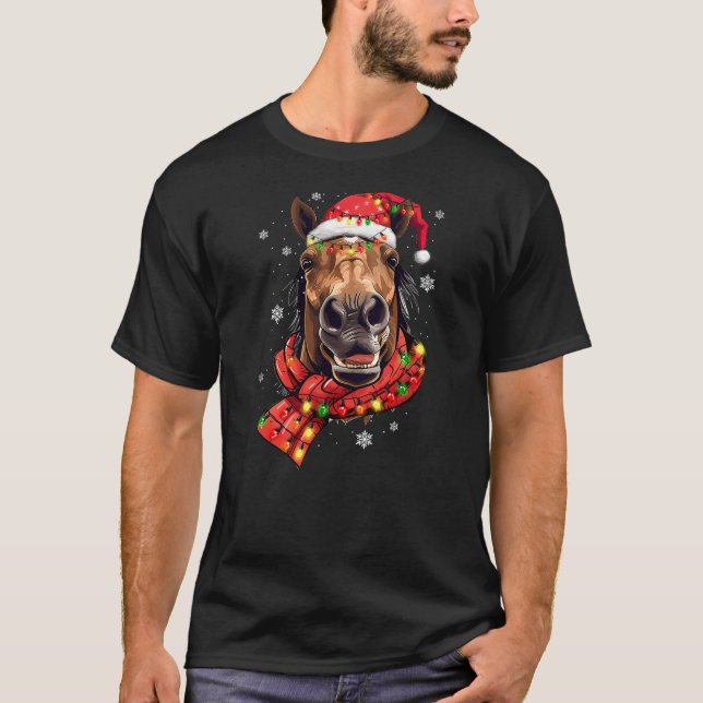 Equestrian Horse Portrait Western Horse Christmas  T-Shirt (Vorderseite)