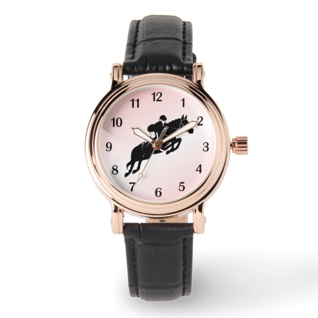 Equestrian Jumper Black Numbers Armbanduhr (Vorderseite)