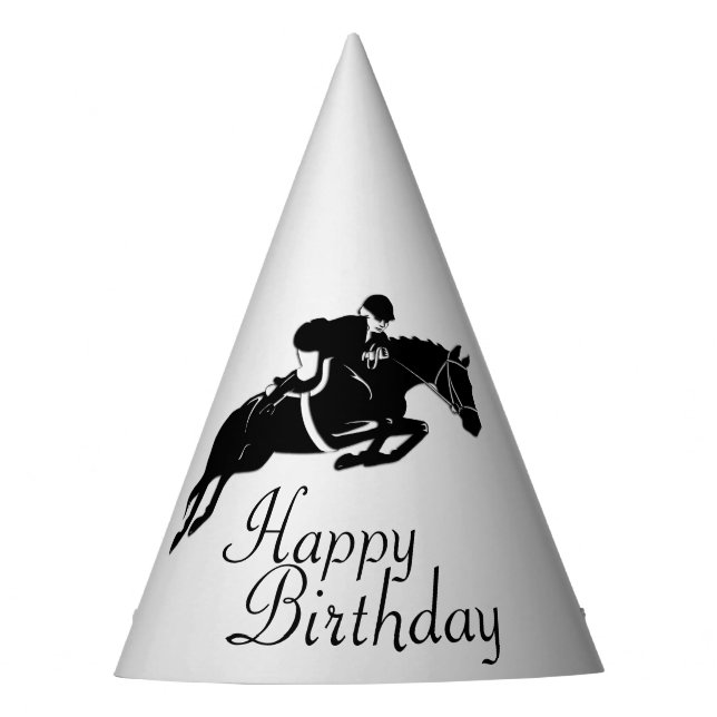 Equestrian Jumper Happy Birthday Partyhütchen (Vorderseite)