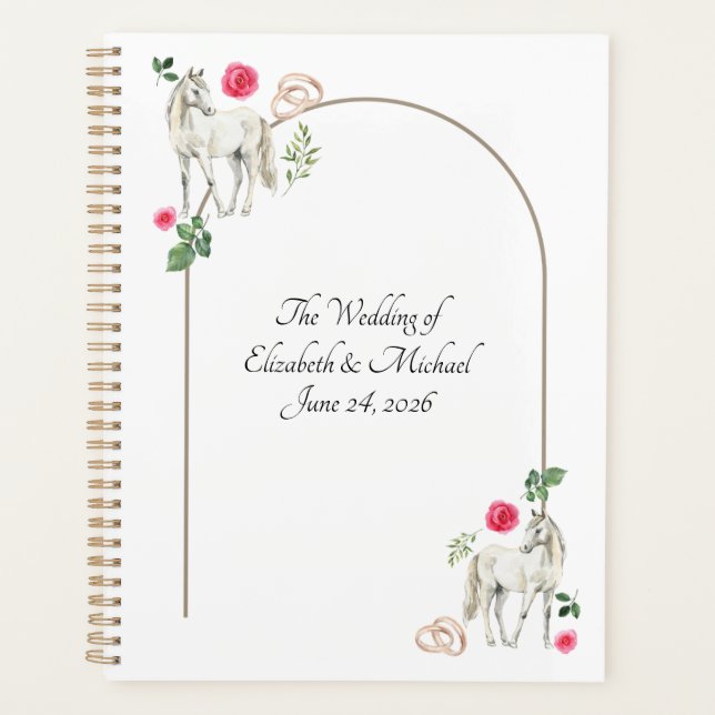 Equestrian Pink Floral Wedding Planner Planer (Vorderseite)