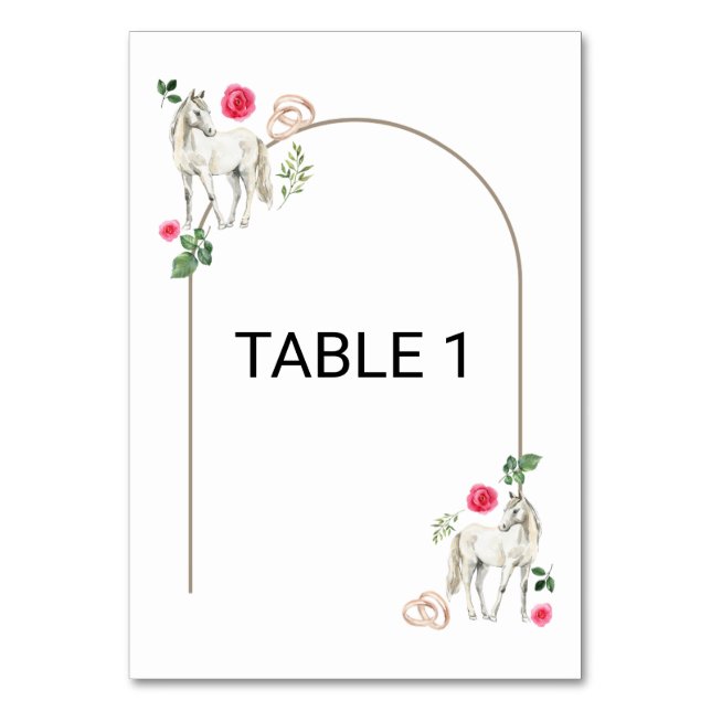 Equestrian Pink Floral Wedding Table Number Card Tischnummer (Vorderseite)