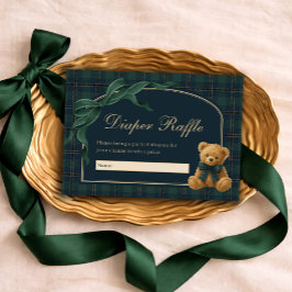 Equestrian Polo Plaid Teddy Bear Diaper Raffle Begleitkarte