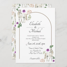 Equestrian Purple Floral Wedding Invitation  Einladung