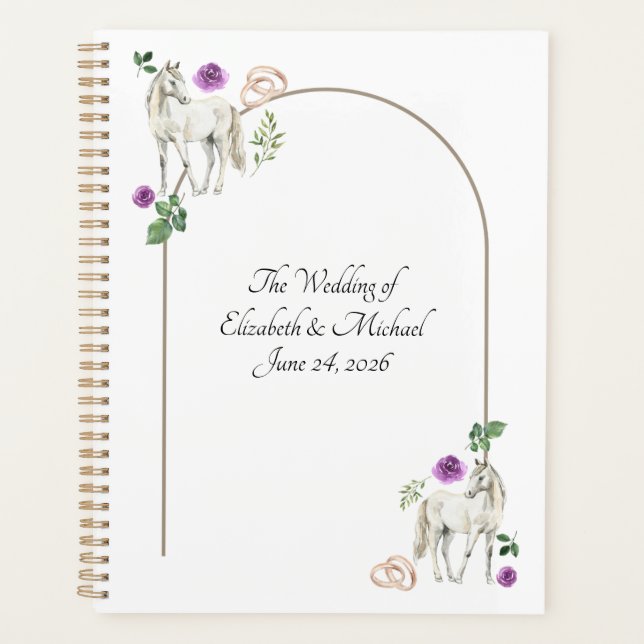 Equestrian Purple Floral Wedding Planner Planer (Vorderseite)