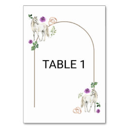 Equestrian Purple Floral Wedding Table Number Card Tischnummer