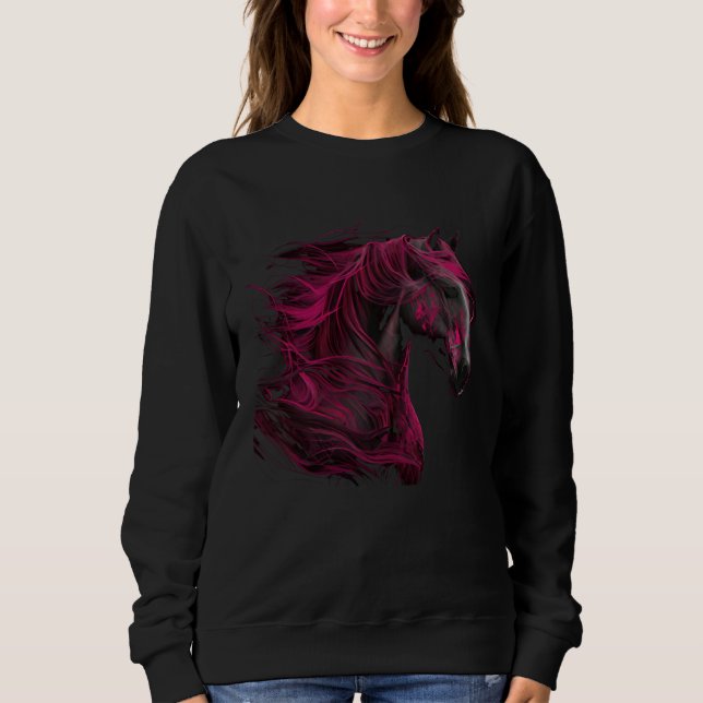 Equestrian Red Horse  Cowgirl Horseback Riding Fun Sweatshirt (Vorderseite)