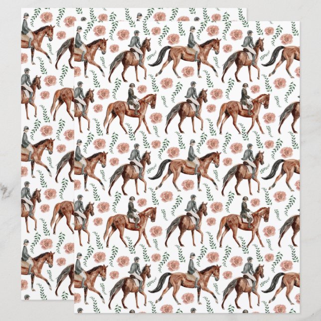 Equestrian Scrapbook Paper (Vorne/Hinten)