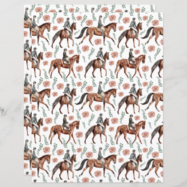 Equestrian Scrapbook Paper (Vorne/Hinten)