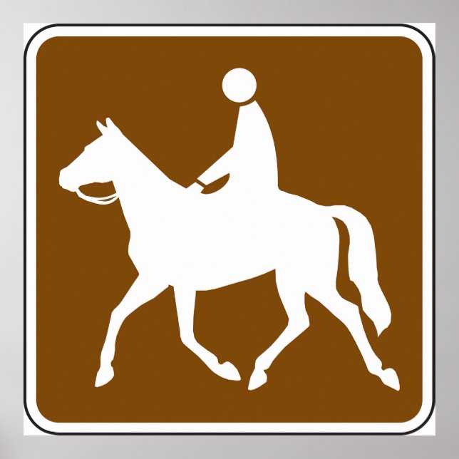 Equestrian Trail Riding Horse Silhouette Icon Poster (Vorne)