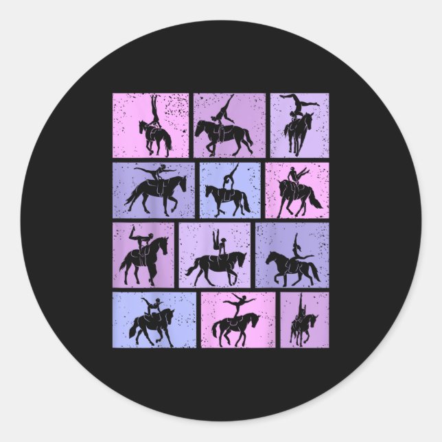 Equestrian Vaulting Horse Vaulter Girls Womens  Runder Aufkleber (Vorderseite)