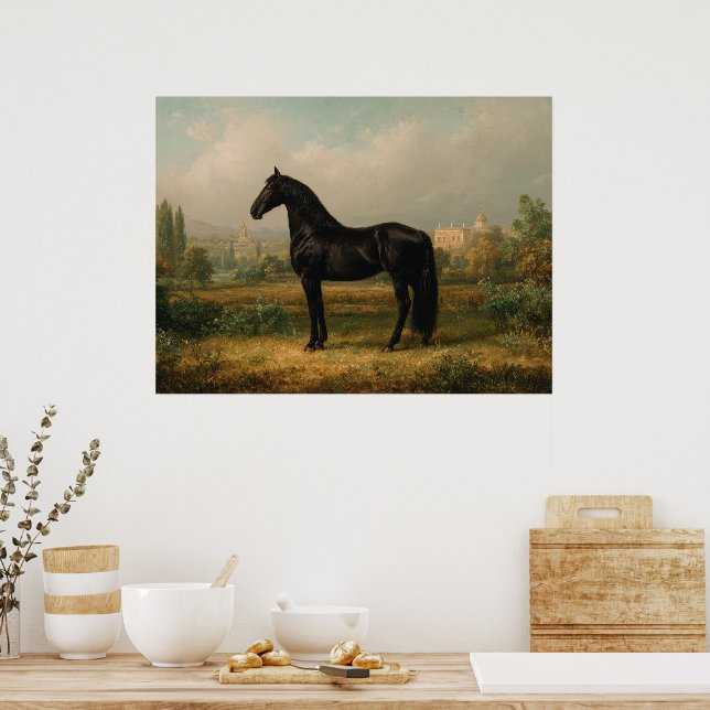 Equestrian Vintage Style Horse Landscape Poster (Küche)