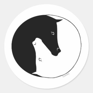 Equestrian Ying Yang Runder Aufkleber