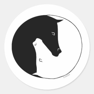 Equestrian Ying Yang Runder Aufkleber