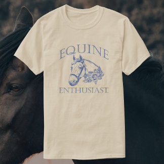 Equine Enthusiasten | Blaues Vintages Pferd T-Shirt