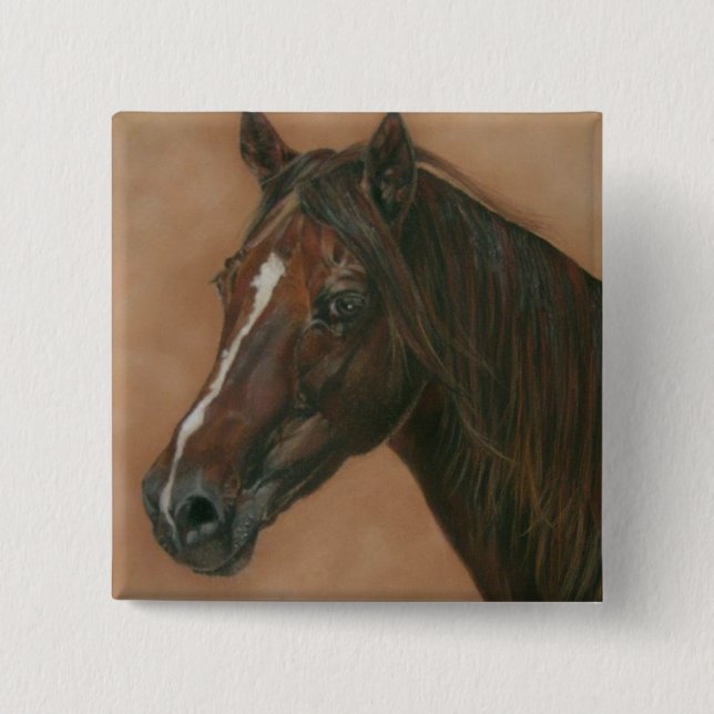 Equine Picture of Chestnut Mare Horse Button (Vorderseite)