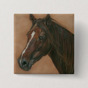 Equine Picture of Chestnut Mare Horse Button