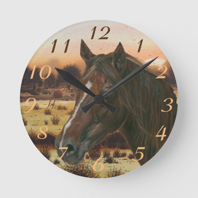 Equine Picture of Chestnut Mare Horse Runde Wanduhr (Vorderseite)