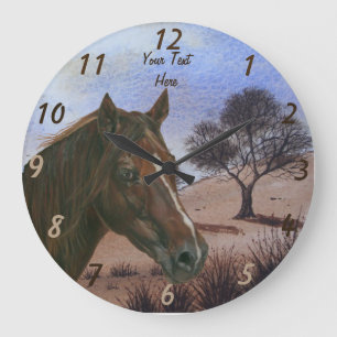 equine portrait of chestnut mare brown horse große wanduhr
