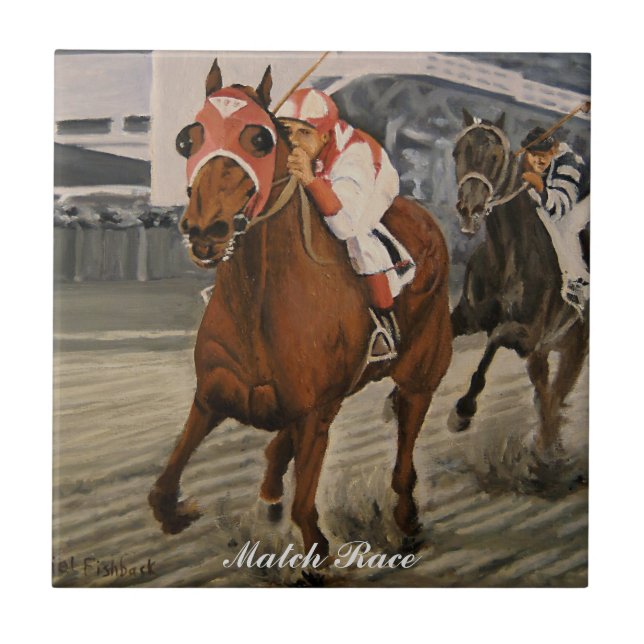 Equine Thoroughbred gewinnt Big Race Fliese (Vorderseite)