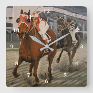 Equine Vollblut gewinnt Pferderennen Square Wall C Quadratische Wanduhr