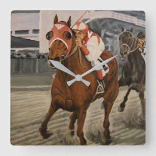 Equine Vollblut gewinnt Pferderennen Square Wall C Quadratische Wanduhr