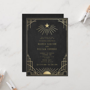 Equinox Art Deco Himmelhochzeit-Einladung Einladung