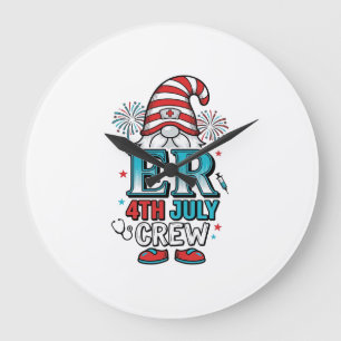 ER 4. Juli Crew Patriotisches Gnom-Shirt-Design_1 Große Wanduhr