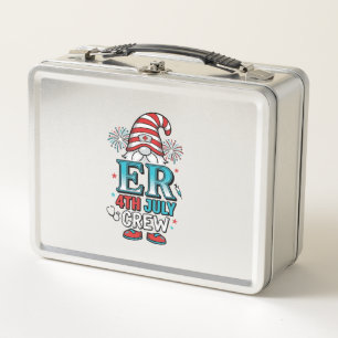 ER 4. Juli Crew Patriotisches Gnom-Shirt-Design_1 Metall Brotdose