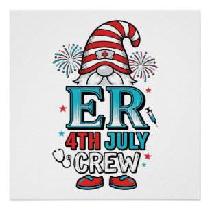 ER 4. Juli Crew Patriotisches Gnom-Shirt-Design_1 Poster