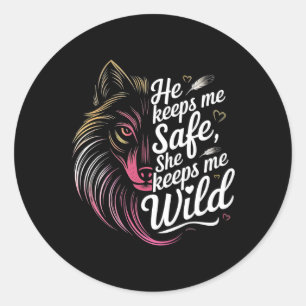 Er Behalte mir, dass sie mir Wolf Art Lover Coupl Runder Aufkleber