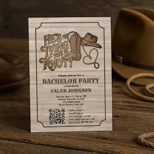 Er bindet den QR-Code der Knot Cowboy-Bachelor-Par Einladung