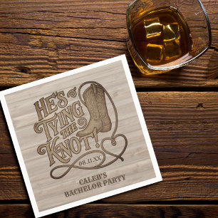 Er bindet die Knot Cowboy Western Bachelor Party Serviette