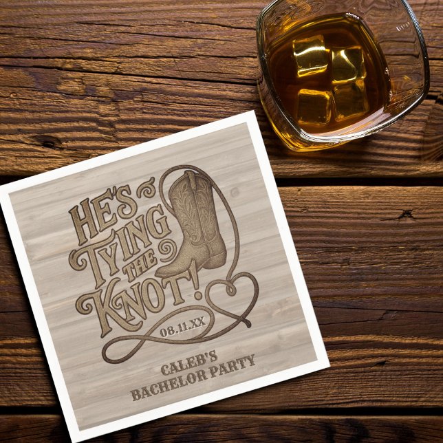 Er bindet die Knot Cowboy Western Bachelor Party Serviette (Von Creator hochgeladen)