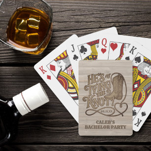Er bindet die Knot Rustic Cowboy Bachelor Party Spielkarten