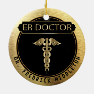 ER Doctor 👨 ⚕️ - UpScale Black and Gold Keramik Ornament