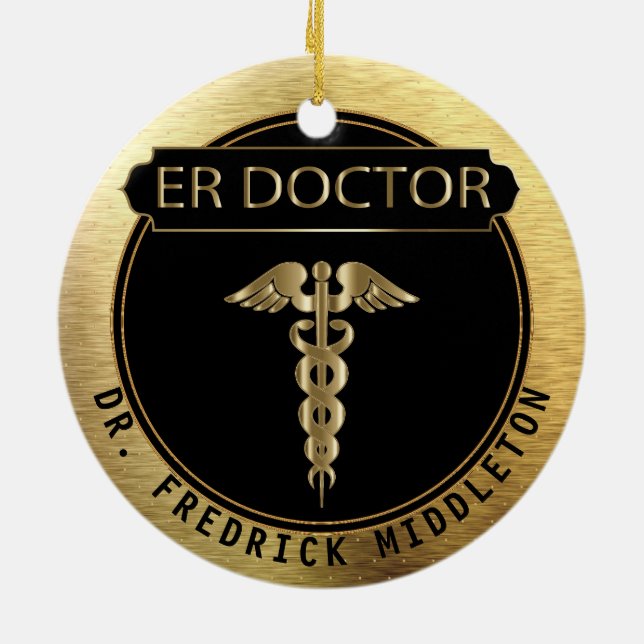 ER Doctor 👨 ⚕️ - UpScale Black and Gold Keramik Ornament (Hinten)