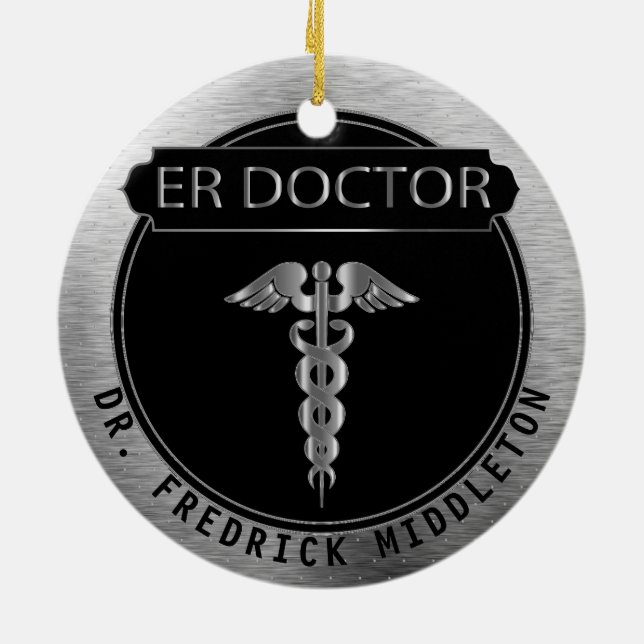 ER Doctor 👨 ⚕️ - UpScale Black and Silver Keramik Ornament (Hinten)