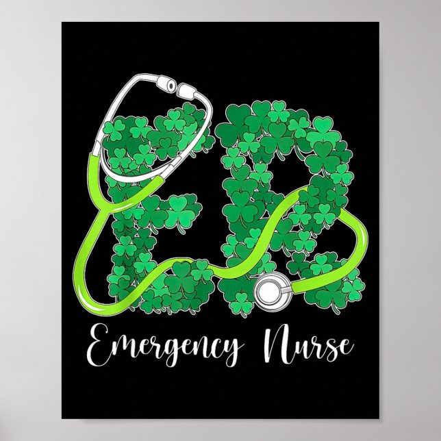 Er Emergency Nurse Stethoscope St. Patrick's Day S Poster (Vorne)