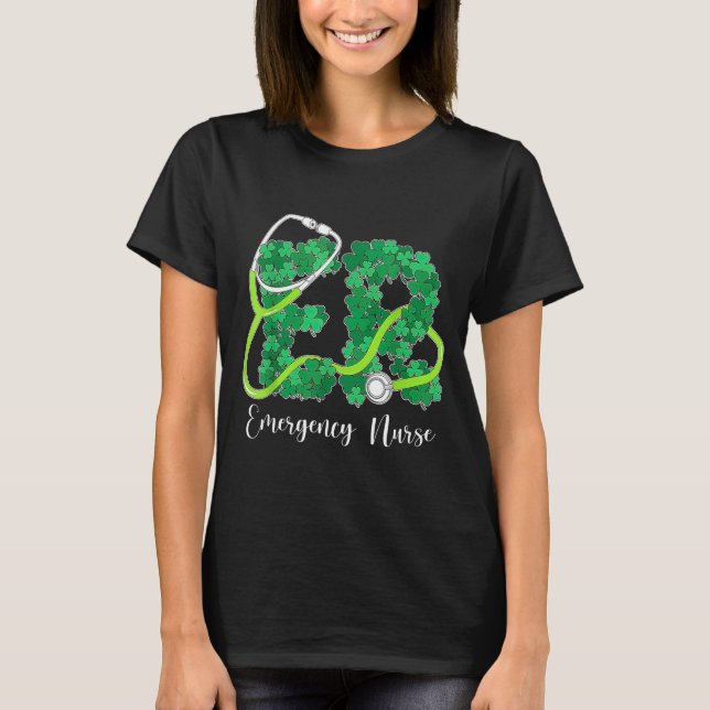 Er Emergency Nurse Stethoscope St. Patrick's Day S T-Shirt (Vorderseite)