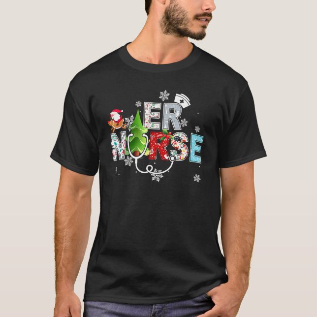 ER Emergency Room Nurse Stethoscope Christmas Orna T-Shirt (Vorderseite)