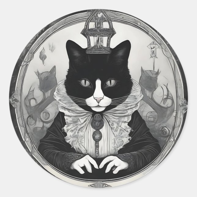 Er/er Goth Kitty Runder Aufkleber (Vorderseite)
