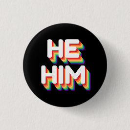 Er/er Pronouns Rainbow 3D Retro Button