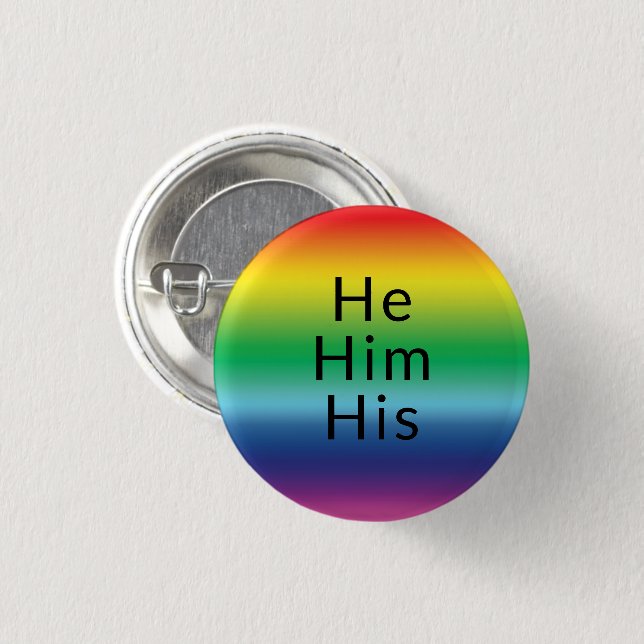 Er, er, sein, Pronouns Lgbtq Lgbt Pride Rainbow Button (Vorne & Hinten)