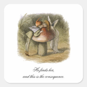 Er findet sie Romantischer Fairy Valentinstag Quadratischer Aufkleber