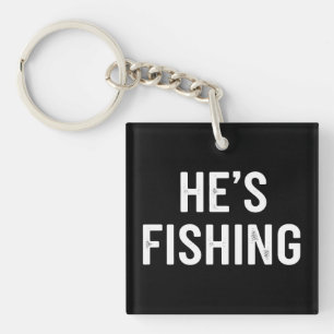 Er fischt lustiger Angler-Vater Ehemann Zitat Schlüsselanhänger