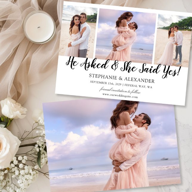 Er Fragte, sie sagte ja Foto Verlobte Ankündigung (He Asked She Said Yes Photo Engaged Announcement)