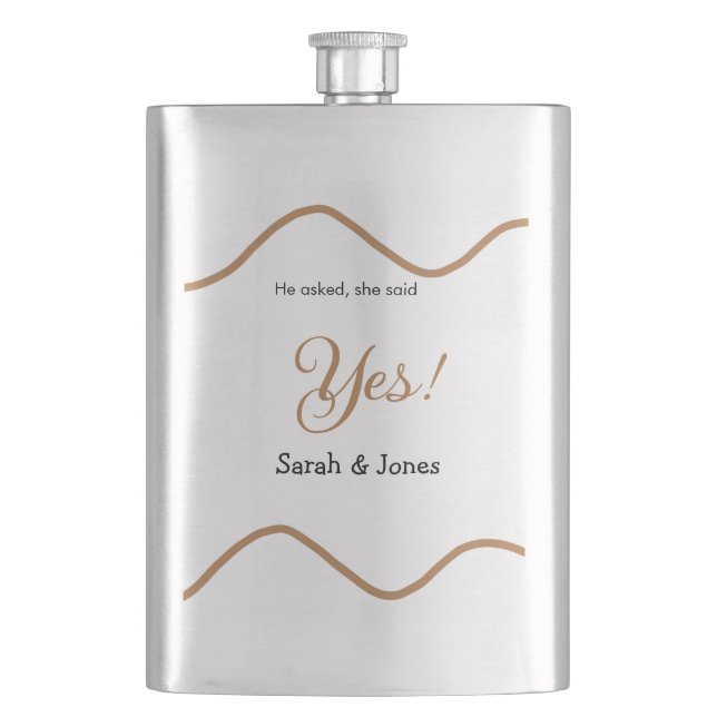 Er fragte sie sagte ja Verlobung einfach minimal  Flachmann (Vorderseite)